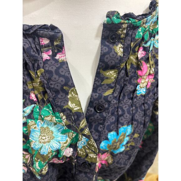 Lane Bryant Floral Ruffle Sleeve Blouse Women’s 20 Navy Blue Multicolor Boho - Picture 3 of 6